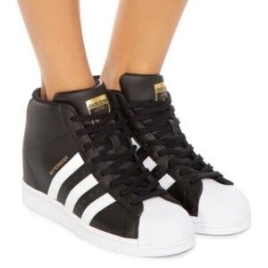 Adidas Superstar Up Black Leather Edge Sneakers